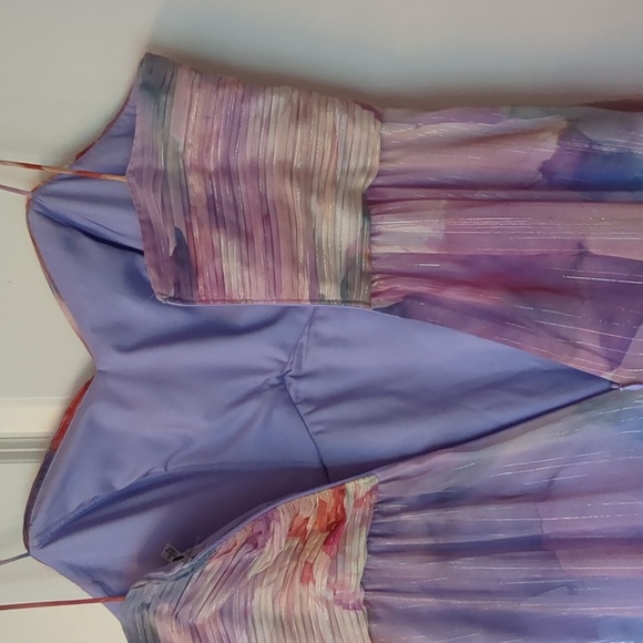 Eliza J Purple Watercolor Strapless Maxi Dress - Picture 6 of 8